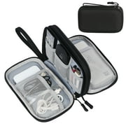 WWW Electronic Organizer, Travel Cable Organizer Bag Pouch Electronic Accessories Carry Case Double Layers Storage Bag for Cable, Cord, Charger, Phone, Earphone, Black