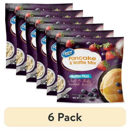 (6 pack) Great Value Gluten Free Pancake & Waffle Mix 16 oz Box