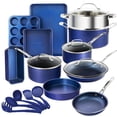 thumbnail image 1 of Granitestone Blue 20 Piece Pots and Pans Nonstick Kitchen Cookware Set with Utensils and Bakeware, Oven Dishwasher Safe, 1 of 9