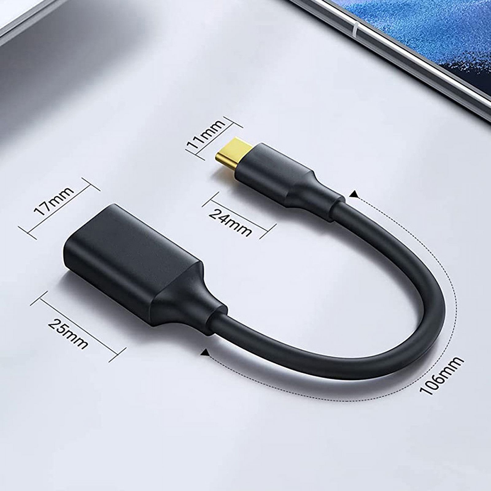 6A USB OTG To Type C Adapter – Type C Male To USB Female Converter, Metal Shell, 2.8cm