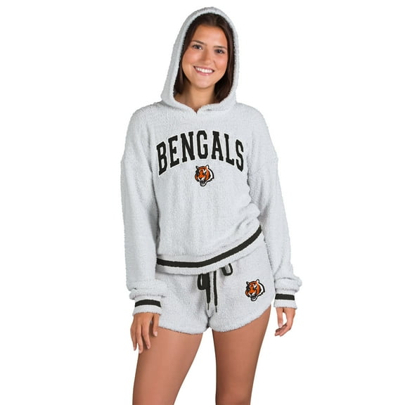 Women's Concepts Sport Gray Cincinnati Bengals Whitley Long Sleeve Hoodie Top & Shorts Set