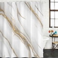 thumbnail image 2 of White Golden Marble Shower Curtain, Waterproof Shower Curtains for Bathroom, Modern Abstract Art Marble Crack Washable Fabric Bathtub Curtain Set Bath Decor with 12 Hooks Long 72"x84", 2 of 8