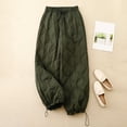 thumbnail image 2 of Elainilye Fashion Wide Leg Trouser Pants for Women Elastic Waist Loose Casual Solid Color Warm Cotton Pants Long Pants,Green, 2 of 8