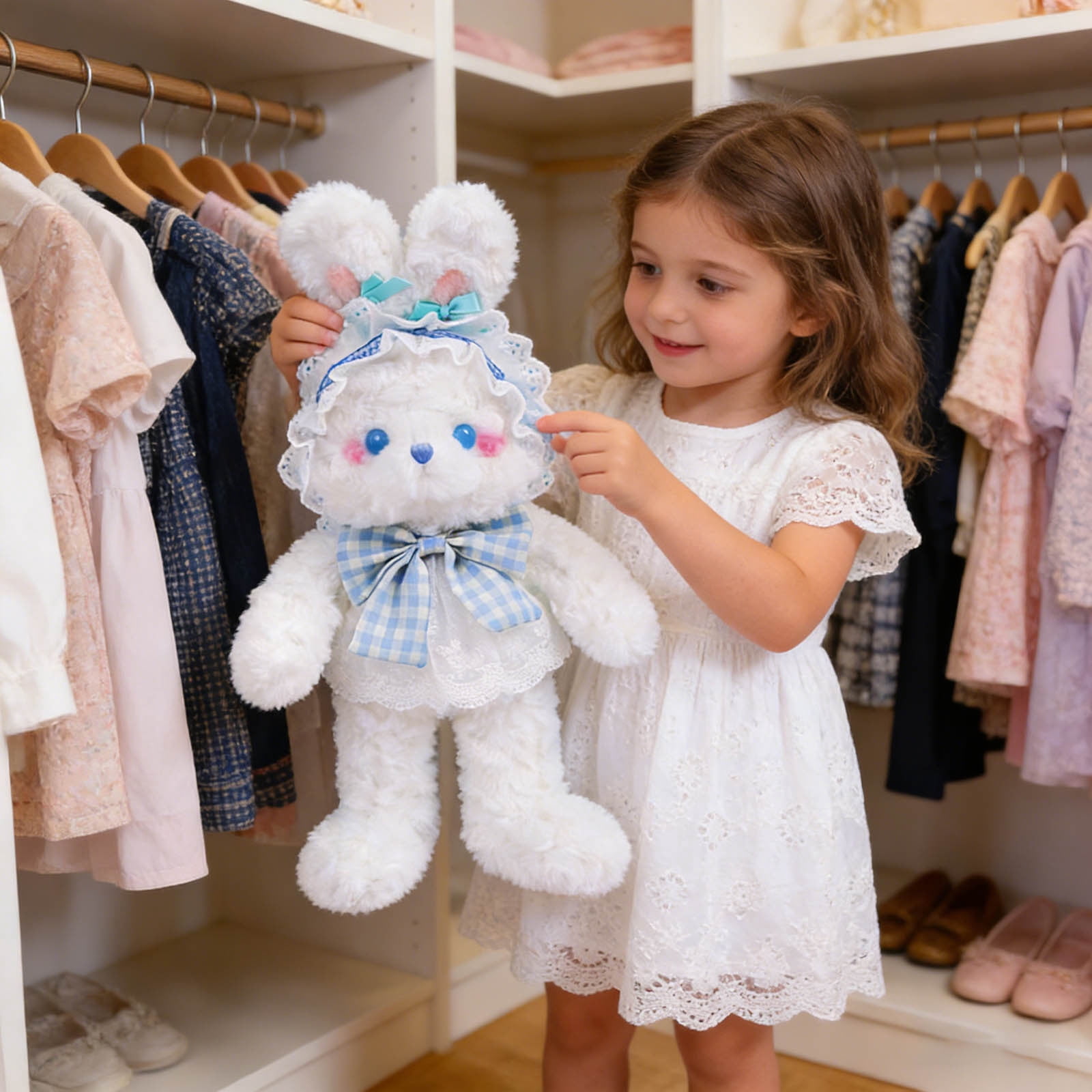 Easter Bunny Plush Toy, Cute Floppy Rabbit Stuffed Animal Doll, Soft Huggable Bunny for Bedtime Snuggles, Spring Festival Decor, Birthday Gift for K-ids, Easter Basket Stuffer
