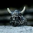 thumbnail image 2 of HOOUN Vintage Ox Horn Helmet Warrior Ring Stainless Steel Viking Biker Ring Size 7-13-10, 2 of 5