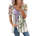 thumbnail image 2 of Pntutb Blusa de manga corta con cuello en V y cremallera con hombros descubiertos para mujer Pntutb Pntutb-7472, 2 of 4