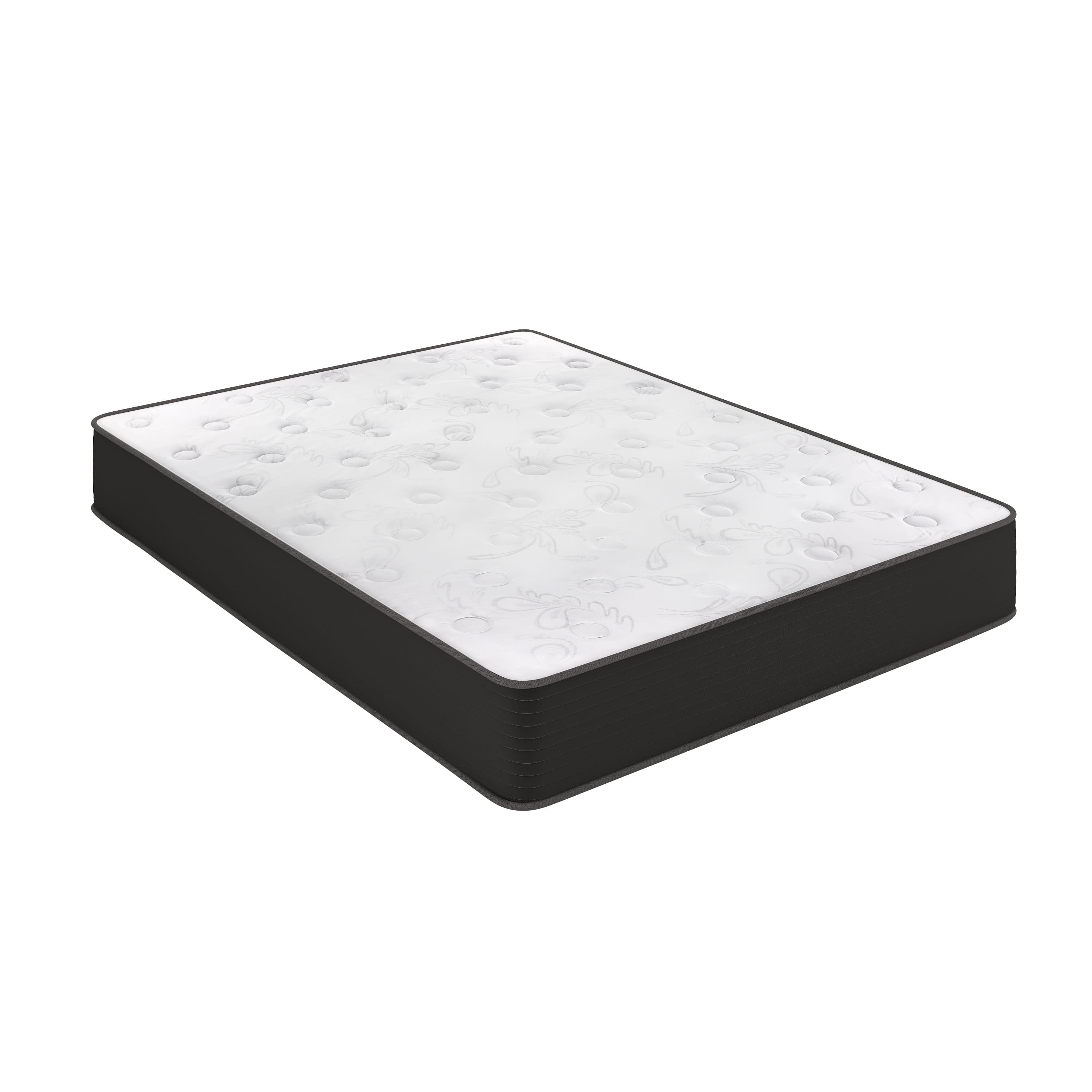 Emma + Oliver Queen Size 10 Inch Hybrid Mattress, High Density Cooling Foam and Pocket Spring Mattress in a Box, CertiPur-US Certified Foam, White/Black
