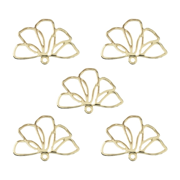 John Bead Beadwork Findings 15pcs Gold Jewelry Findings Pendants | Flower Side View (5pcs x Pack of 3)