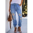 thumbnail image 4 of Joggers en Denim Bleu Ciel pour Femmes avec Poches, Effet Usé, 4 of 14