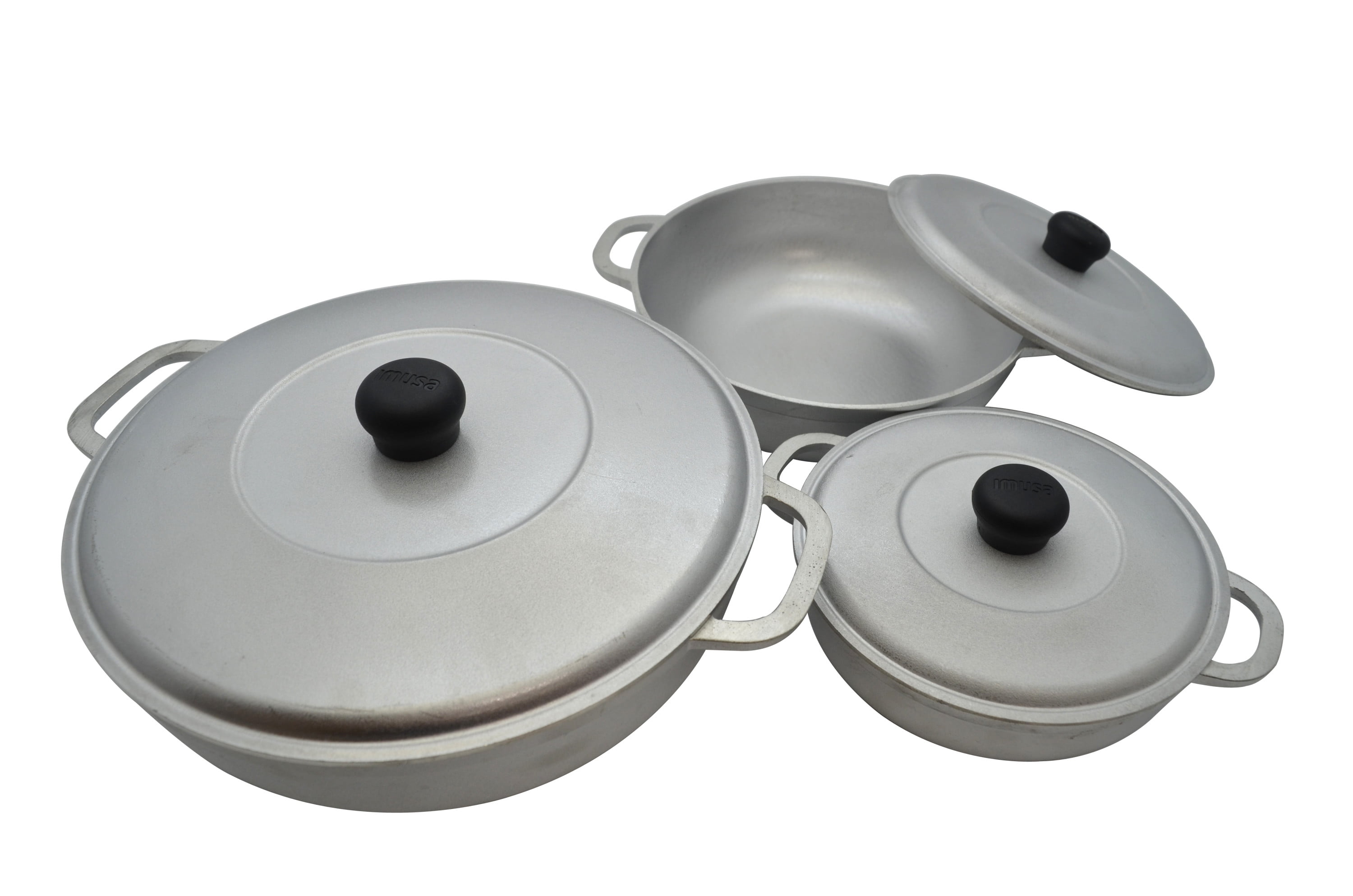 IMUSA Natural Cast Aluminum Caldero Set 3piece (1.6/3.2/4.6 Quarts