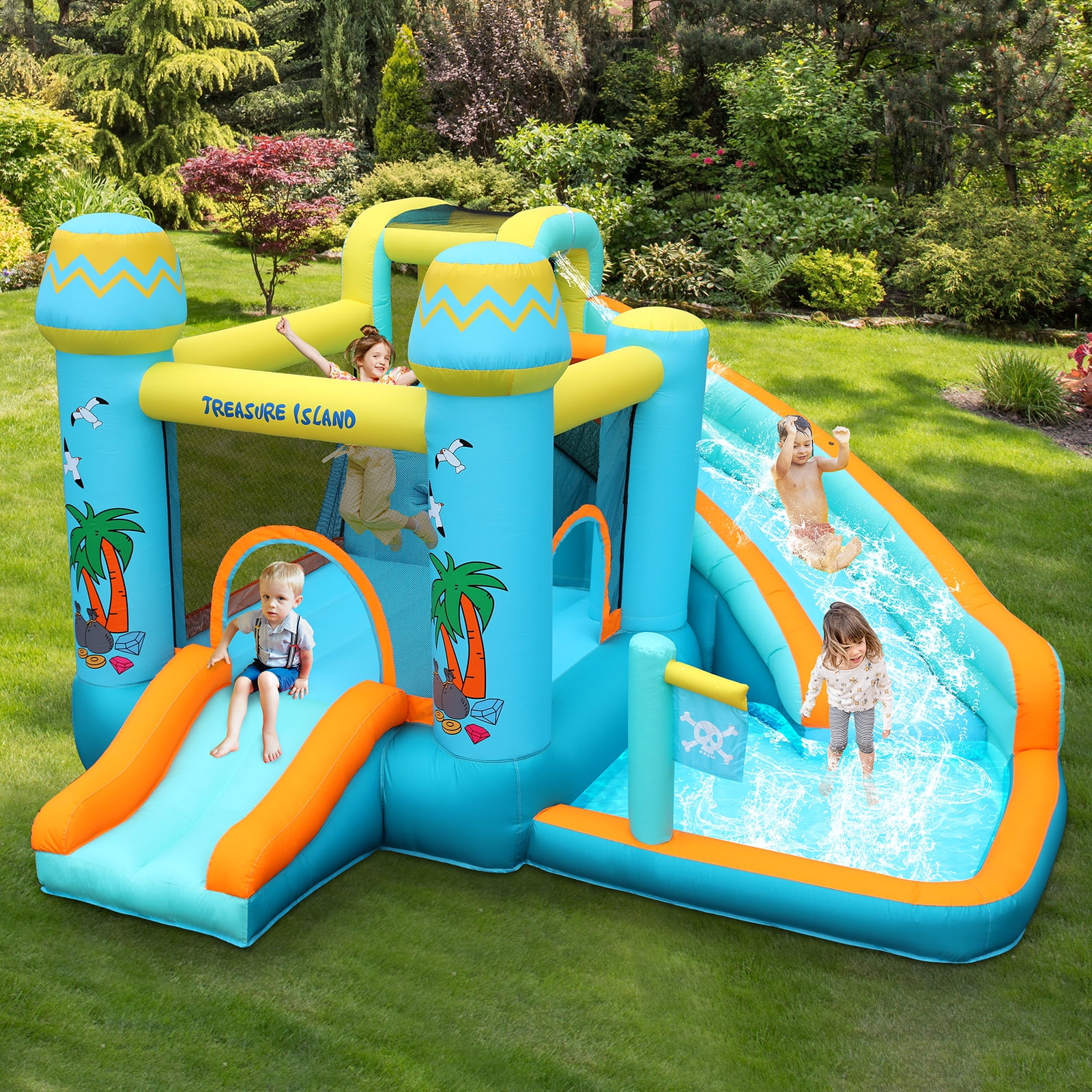 Pirecart Inflatable Bouncer Castle Jumper Bouncy House Kids Inflatable Water Slide with Blower