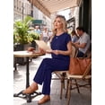 thumbnail image 4 of MINTREUS Two Piece Lounge Sets for Women Fall Short Sleeve Travel Vacation Outfits Set with Pocket and Wide Leg Pants, 4 of 8