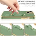 thumbnail image 4 of iPhone 13 Case, Phone Case iPhone 13, Slim Fit Soft TPU with Adjustable Wristband Kickstand Scratch Resistant Shockproof Protective Phone Cover for Apple iPhone 13 6.1 Inch 2021, Green Golden, 4 of 18