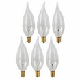 6 X 40W 120V Clear Light Bulbs Candelabra Base Chandelier Candle Shape