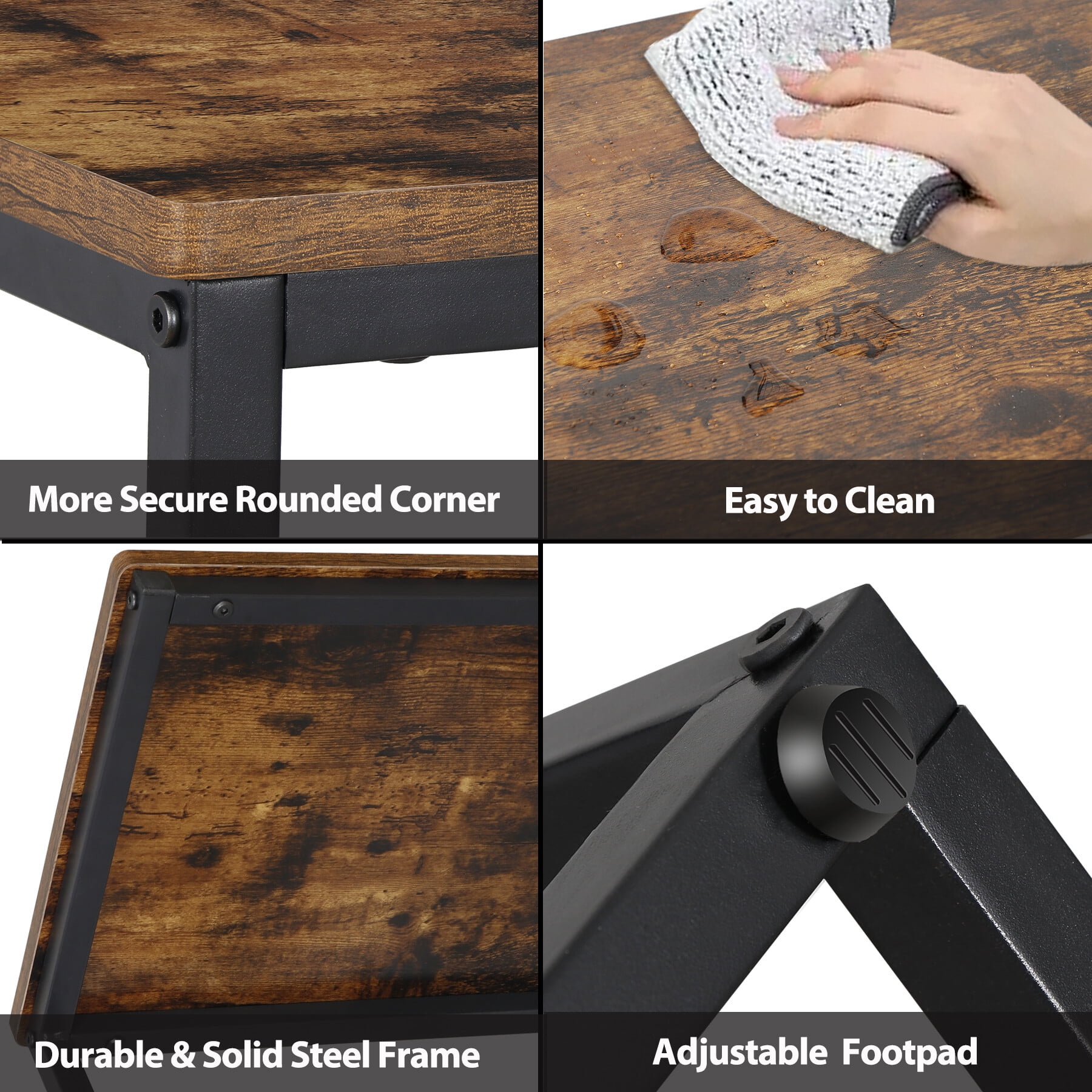 ZenStyle Indoor Classic MDF Steel End Table, Brown