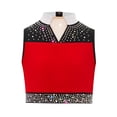 thumbnail image 3 of Doomiva Kids Girls Sparkly Rhinestone Halter Sleeveless Jazz Modern Ballet Dance Crop Tank Tops Performance Vest Shirt Red 12, 3 of 7