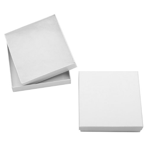 White Cardboard Square Jewelry Boxes With Swirls 3.5 x 3.5 x 1 Inches