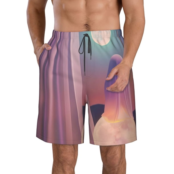 Fotbe Dreamy Moonlit Window Trajes de Baño Estampados para Hombre, Shorts de Verano de Secado Rápido, Ropa de Playa, Bañadores-Medium