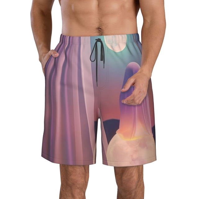 Fotbe Dreamy Moonlit Window Trajes de Baño Estampados para Hombre, Shorts de Verano de Secado Rápido, Ropa de Playa, Bañadores-Large
