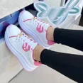 thumbnail image 2 of Nuevas zapatillas de deporte de suela gruesa para mujer de talla grande con tiras delanteras, zapatos blancos de corte bajo, zapatos deportivos casuales individuales, 2 of 6