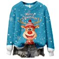 thumbnail image 3 of Festive Print Cozy Flannel Pullover Sweater For Casual Long Sleeve Crewneck Holiday Top Soft Warm Winter Knitwear, 3 of 5