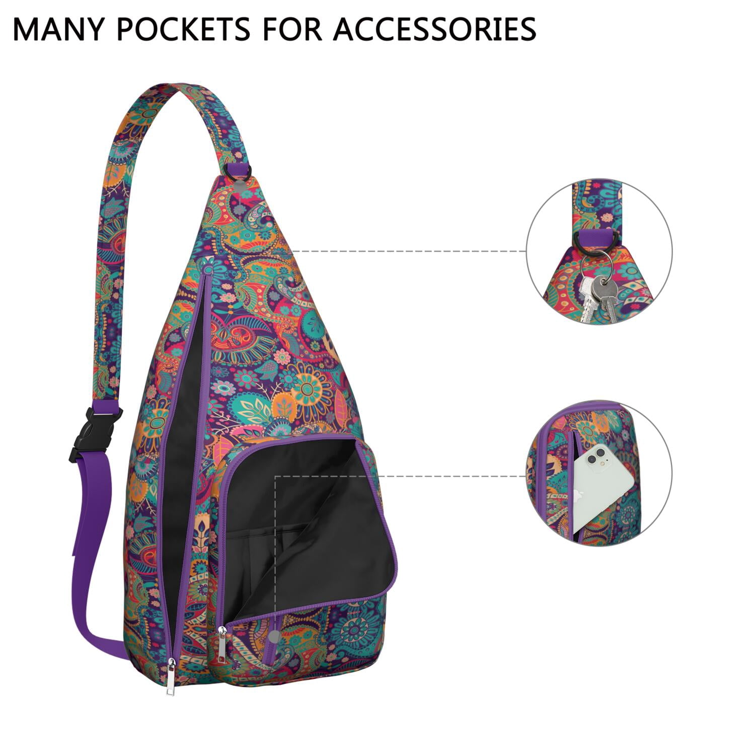 Artistic Nordic Sling Bag - Water-resistant Lightweight Crossbody Chest Pack with Bohemian Retro Patterns for Women