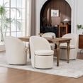 thumbnail image 6 of Kidol & Shellder Swivel Dining Chair with Solid Wood Frame Boucle Accent Chair with Back, Vanity Chair for Dressing Room, Comfy Living Room Seating, Easy Assembly, White 2PCS, 6 of 15