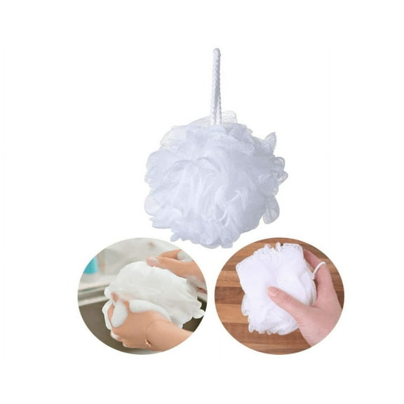 Topboutique Gentle Exfoliation Bath Sponge and Shower Loofahs, Mesh Netting Loofah Body Scrubber, For Men and Women, White Colors, 4 Count