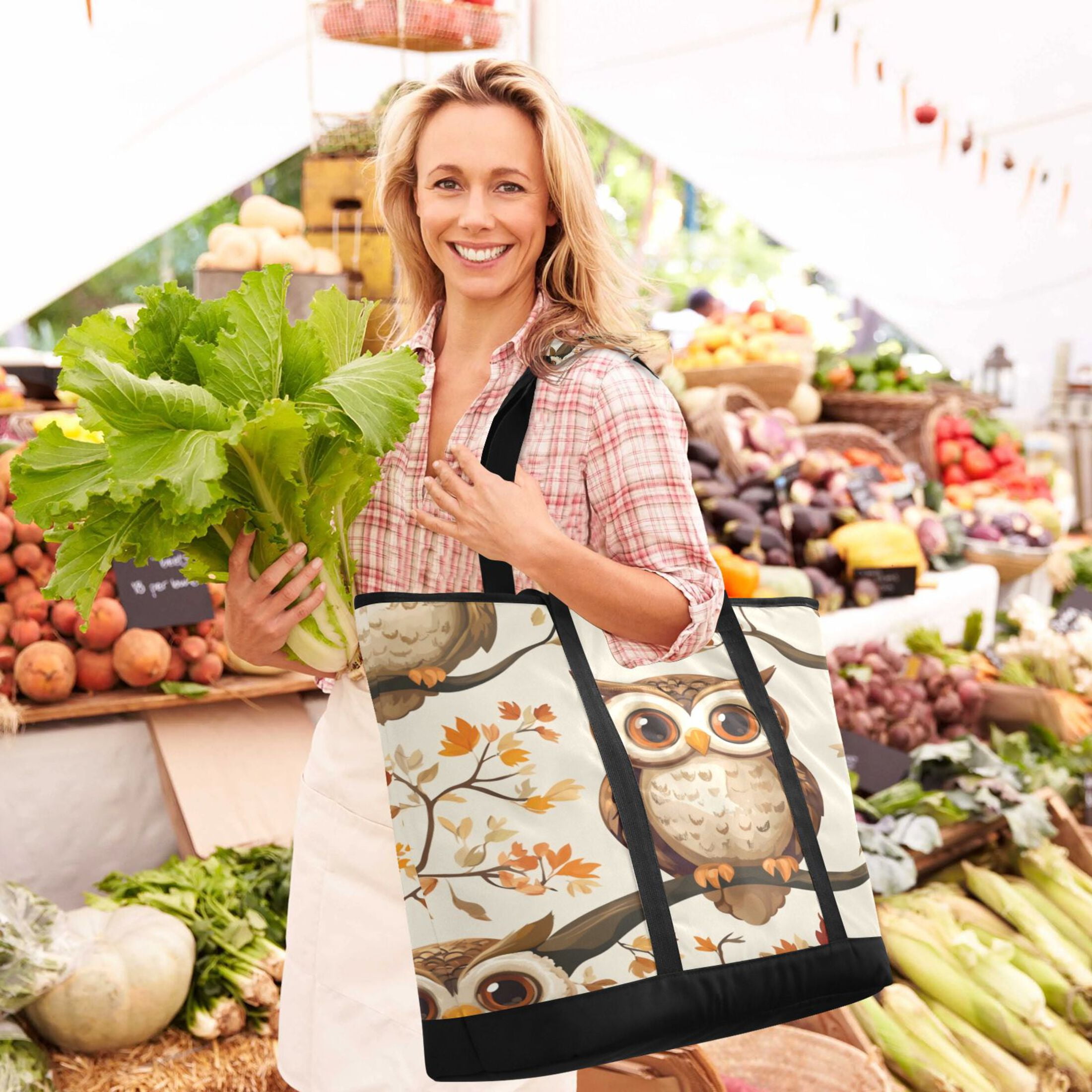 Large Hand-held Ice Pack Picnic Bag Insulation and Refrigeration Suitable for Shopping Picnics and Camping Big-eyed Owl