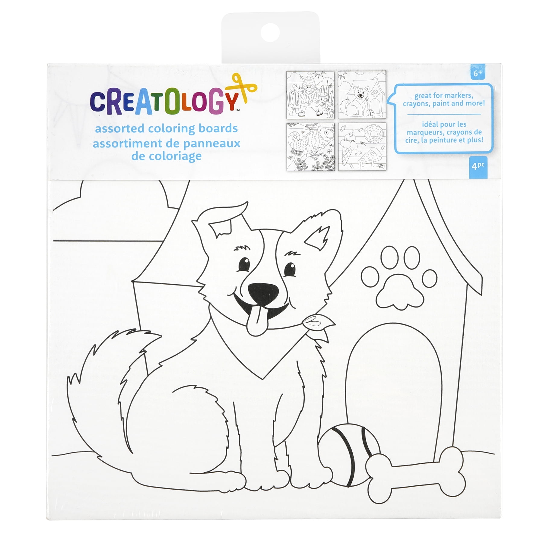 Coloring Board Assortment No.1 by Creatology – 8"x8" Pre-Printed Boards with Assorted Designs for Kids’ Crafts & Activities - 12 Pack