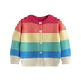 thumbnail image 3 of MEZZALL Kids Girls Rainbow Striped Knit Cardigan Sweater Long Sleeve Soft Blend Open Front Coats For Toddler Classic Child Clothes, 3 of 9