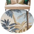 thumbnail image 2 of Retro Palm Trees Round Area Rug 7 FT, Non Slip Living Room Area Carpet, Summer Botanical Vintage Watercolor Washable Soft Circular Rug Non-Shedding Floor Carpet for Bedside Office Play Room Classroom, 2 of 9