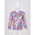 thumbnail image 3 of TSSOE Boys Girls Sparkly Metallic Long Sleeve Loose T-Shirt Jazz Hip Hop Dance Top Performance Costume Dancewear Colorful 7-8, 3 of 7
