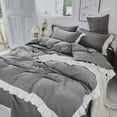 thumbnail image 1 of Juego de cama estilo princesa Ins para mujer, linda niña, color sólido, volantes, funda de edredón, sábana tamaño queen y king, falda de cama, fundas de almohada, 1 of 6