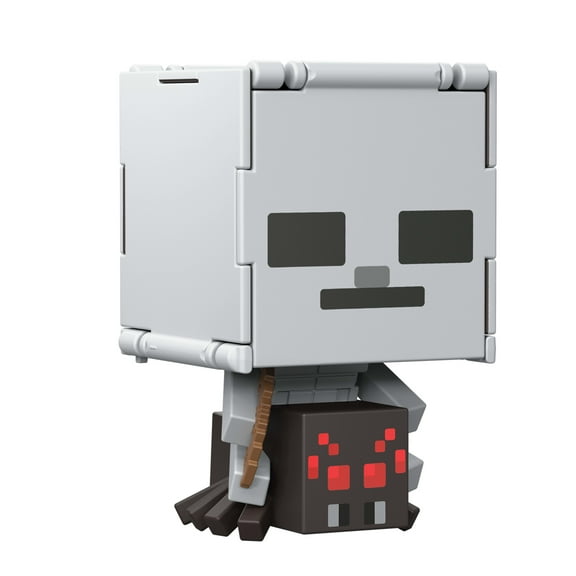Minecraft Flippin’ Figs Figures, 2-in-1 Fidget Play, 3.75-inch Scale Spider Jockey & Spider