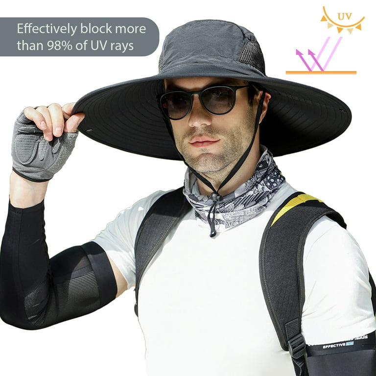 Bodychum Wide Brim Sun Hats for Men Breathable Mesh Bucket Fishing Hat  UPF50+ Skin Protection Waterproof Boonie Hat- Green 