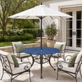thumbnail image 2 of Round Outdoor Tablecloth with Umbrella Hole and Zipper, Navy Blue Tablecloth with Elastic Waterproof, Vintage Country Monochrome Farmhouse Patio Table Covers for 55" - 60" Picnic Pool Tables, 2 of 9