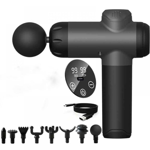 Massage Gun Deep Tissue Percussion Muscle Massager, 99 Speeds, LCD Display, 8 Massage Heads, 3200 RPM, Quiet Rechargeable Type C, for Athletes, Home Gym, Neck, Back and Legs