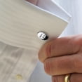 thumbnail image 2 of End Fracking Big Oil Drilling Round Cufflink Set Silver Color, 2 of 5