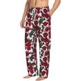 thumbnail image 2 of Uemuo Rose Flowers Pattern Men's Wide Leg Palazzo Lounge Pants with Pockets Light Weight Loose Comfy Casual Pajama Pants-Large, 2 of 9