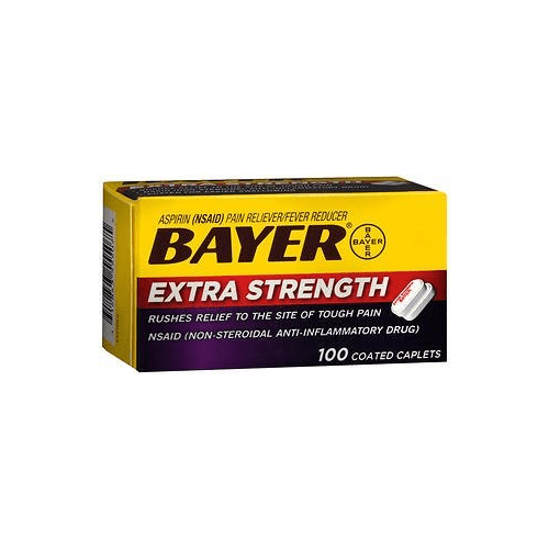 Bayer Extra Strength Aspirin Caplets 100 Coated Caplets, Pack of 6