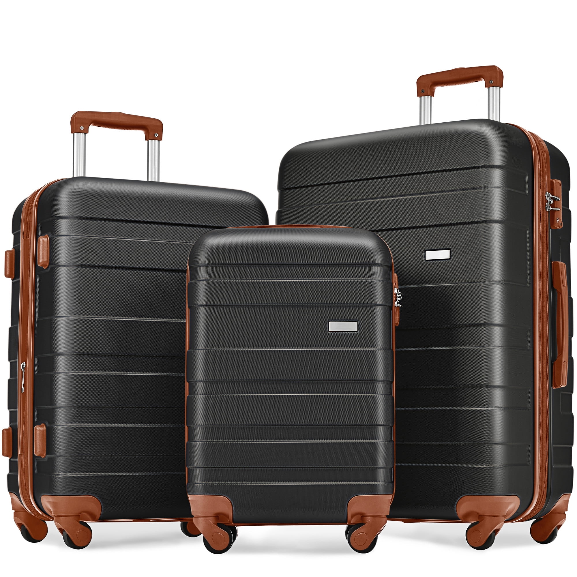 3 Piece Sets Expandable Hard Set with Wheels 20 24 28 inch Lightweight Suitcase with TSA Lock - Walmart.com