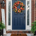 thumbnail image 2 of BNNG 17.7 Inch Fall Wreath Artificial Autumn Wreaths for Front Door Yellow & Orange Tulip Wreath with Forsythia Daisy and Berries for Indoor Outdoor Harvest Thanksgiving Holiday Celebration, 2 of 9
