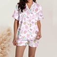 thumbnail image 5 of Xmyrz Easter Lounge Sets For Women Pajama Set Loungewear Button Down Bunny Adorable Shorts Set Egg Pj'S Sleepwear Outfit Set, 5 of 7