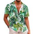 thumbnail image 4 of Birdeem Mens Printing Button Casual Short Sleeve Turndown Collar Blouse Shirt, 4 of 9