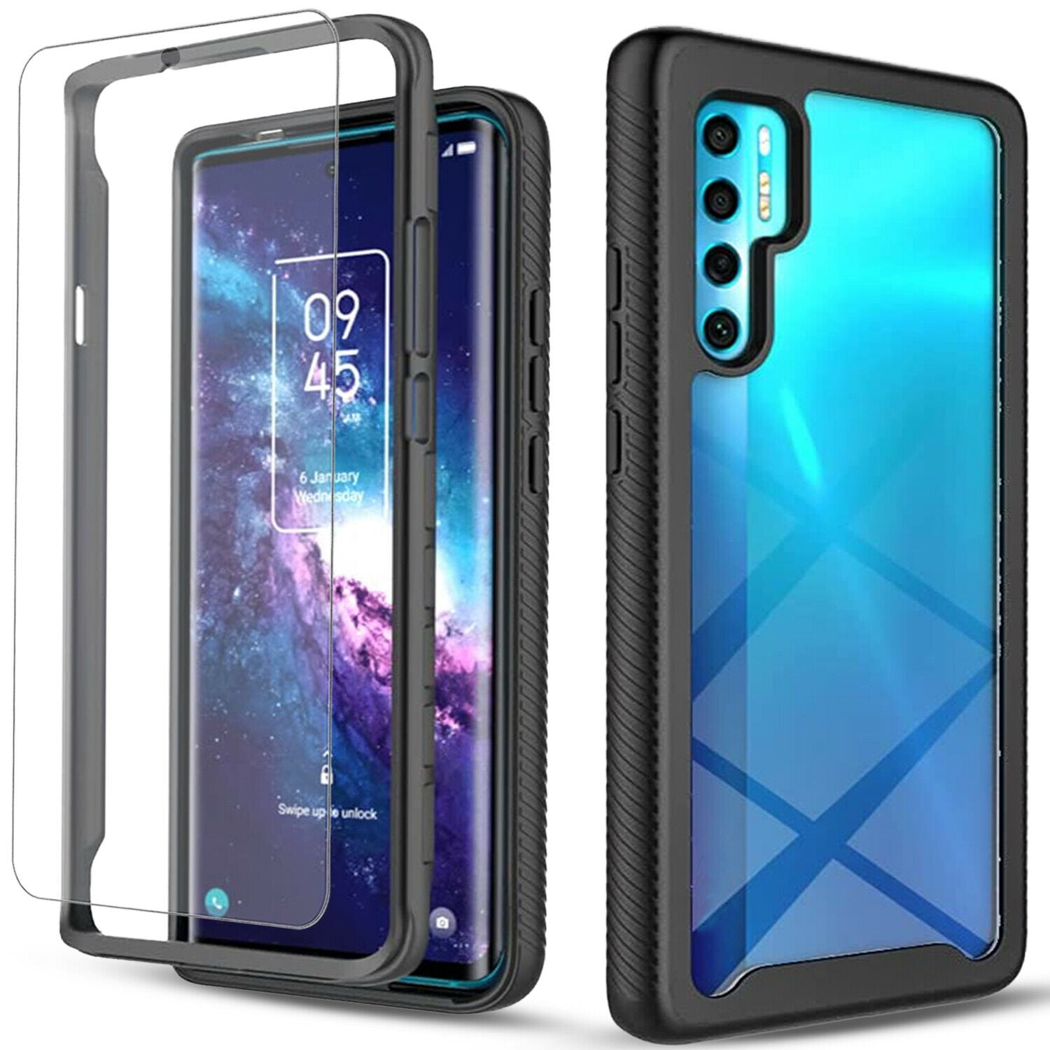 Liner Cover per TCL 20L/TCL 20L+/TCL 20L Plus/TCL 20 5G/TCL 20S, Rugged Custodia Trasparente Full Body Antiurto PC TPU Sottile Bumper Silicone Protettiva Staccabile Case - Blu