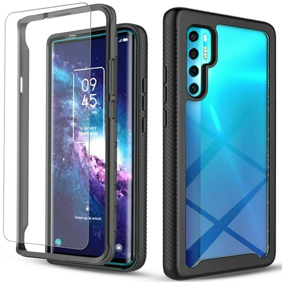 TCL 20 Pro 5G Case, [Not Fit TCL 20S/20L], With [Tempered Glass Screen Protector Included], 6 Feet Drop Test Proof Clear Durable Armor Protective Cover-Black