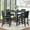 Black, variant on PAPROOS 5 Piece Counter Height Dining Table Set, Wooden Dining Room Table Set with Square Table and 4 Upholstered Chairs, Modern Kitchen Table with Crystal Decoration and Chair Set for 4, Black