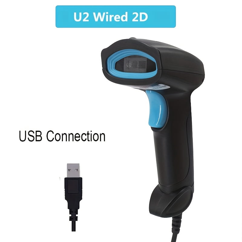 1D 2D Barcode Scanner Wired/ Wireless QR Code Reader for POS System, Cordless Scanner for Warehouse Inventory Shop