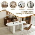 thumbnail image 6 of 62.9 Inch Oval Dining Table for 6, White Marble Top Kitchen Table with Wood Strip Base, Modern Farmhouse Dining Room Table with Waterproof Scratch Resistant Surface, 6 of 13